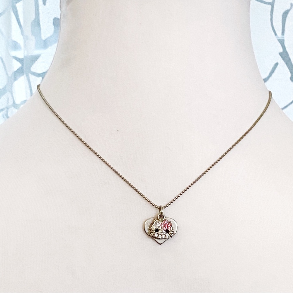 Hello kitty Swarovski crystal silver heart necklace